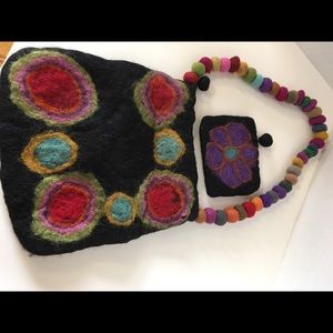Felt bag with matching coin purse set